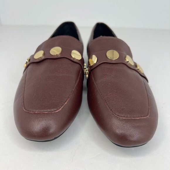 Kensie Womens Rayna Auburn Leather Gold Studs Slip On Flats Size 7 M Loafers - Picture 3 of 9